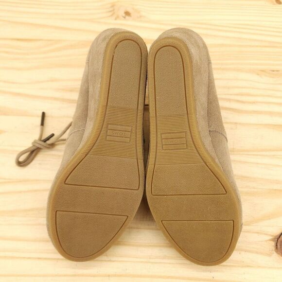 Toms Women's Wedge Booties Sz 6.5 Tan Suede Lace Up Boho Chic Ankle Boots Casual - Picture 7 of 10